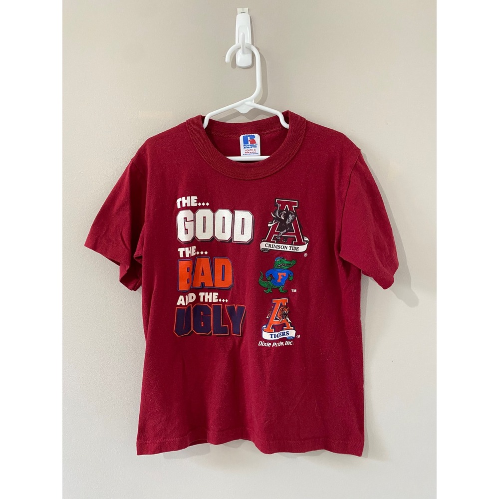 Vintages 90s Russell Athletic Youth SMALL Crimson Tide Graphic Print T‎ Shirt